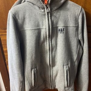 Abercrombie Fitch Grey 2 Layer Jacket With 2 Zippers and Hood